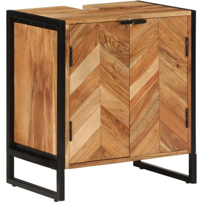 Afbeelding van vidaXL Badkamerkast 55x35x60 cm massief acaciahout en ijzer