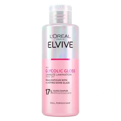 Afbeelding van L&#039;Oréal Paris Elvive 5 min lamineerbehandeling voor uitgestorven en poreus haar, zijdezacht met glycolzuur, sulfaatvrij, glycolic gloss, 200 ml