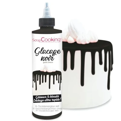 Afbeelding van SCRAP COOKING kant en klaar zwart glazuur, 130 g chocoladesmaak sneldrogend voor gebak, cake, koekjes, desserts, dripcake Halloween 4707