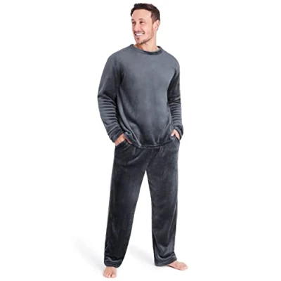 Afbeelding van CityComfort Pyjamaset van fleece voor heren, Houtskool