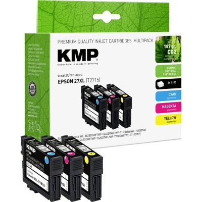 Afbeelding van KMP Inktcartridge vervangt Epson 27XL, T2715, T2712, T2713, T2714 Compatibel Combipack Cyaan, Magenta, Geel E179V 1627,4005