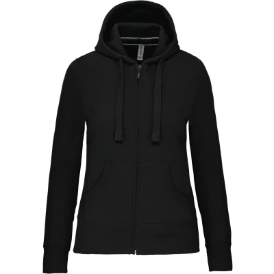 Afbeelding van Kariban Damessweater met rits en capuchon K464 Black