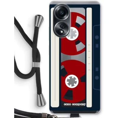 Afbeelding van Case Company® hoesje met Koord geschikt voor Oppo A58 4G Here&#039;s your tape Telefoonhoesje Zwart Bescherming aan alle Kanten en Over de Schermrand