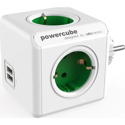Afbeelding van PowerCube Original Duo USB groen Type F ter uitbreiding van de PowerCubes met kabel