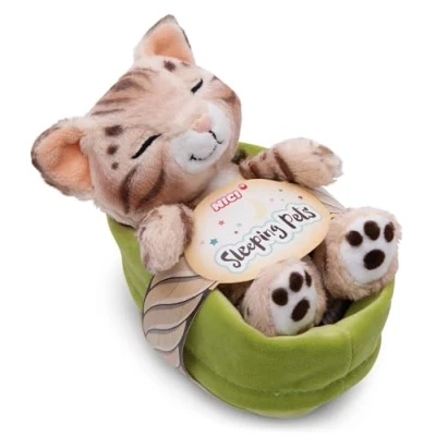 Afbeelding van Nici Soft Toy Cat Bengal 12cm sleeping in basket
