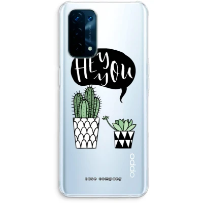 Afbeelding van Case Company® hoesje geschikt voor Oppo A74 5G Hey you cactus Soft Cover Telefoonhoesje Bescherming aan alle Kanten en Schermrand