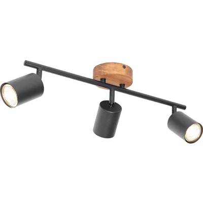 Afbeelding van QAZQA jeana Industriele Plafondspot Spotje Opbouwspot 3 lichts L 55 cm Bruin Industrieel Woonkamer Slaapkamer Keuken