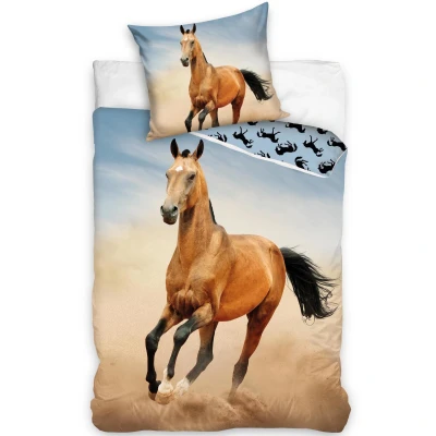 Afbeelding van Dekbedovertrek Paard Eenpersoons 140 x 200 cm + 65 Katoen