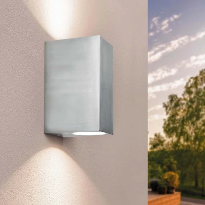 Afbeelding van Ledvion Wandlamp, LED Wandlamp Buiten Grijs Vierkant, Dubbelzijdige GU10 Up&amp;Down, Buitenwandlamp, Wand lamp, Buitenlamp, IP54