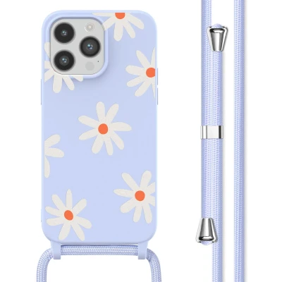 Afbeelding van imoshion hoesje Geschikt voor iPhone 14 Pro Max met koord Siliconen design Meerkleurig / Lila Flower Distance