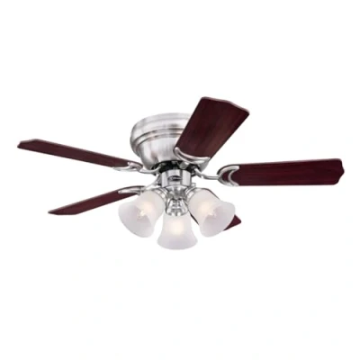 Afbeelding van Westinghouse Lighting Contempra 72073 Trio plafondventilator voor binnen, geborsteld nikkel met matglas, 90 cm