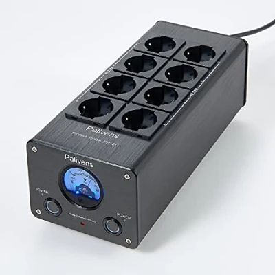 Afbeelding van Pailvens HiFi stekkerdoos, storingsfilter, 8 stopcontacten, met wijzers, overspanningsbeveiliging, laadbeveiliging tot 15 A, stekkerdoos voor luidspreker, speler