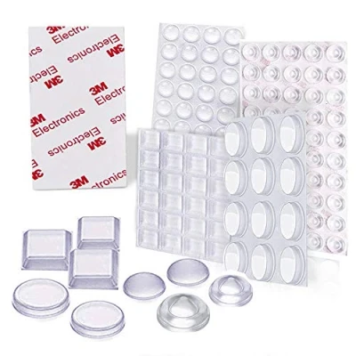 Afbeelding van Uni Fine 107 stuks siliconen pads voor meubeldeuren, halve bollen, trapeziumvormig, conisch, glazen en glas, transparant