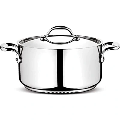 Afbeelding van Lagostina Accademia Lagofusion braadpan Fonda met 2 handgrepen en deksel, roestvrij staal, zilver, 16 cm