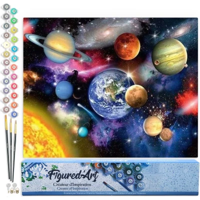 Afbeelding van Figured&#039;Art Schilderen op Nummer Volwassenen canvas Zonnestelsel Handwerk acrylverf Kit DIY Compleet 40x50cm zonder frame