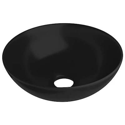 Afbeelding van vidaXL Luxe ronde wastafel mat zwart 40x15 cm keramiek