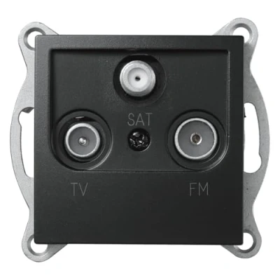 Afbeelding van MC POWER FLAIR Antennecontactdoos, inbouw, UP, antenneaansluiting, tv satellietaansluiting, aansluitdoos voor radio, satelliet tv, mat zwart