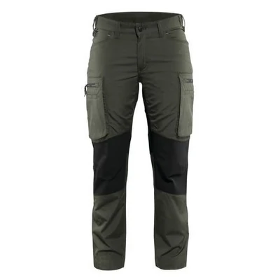 Image de Pantalon services stretch femme vert armée/noir