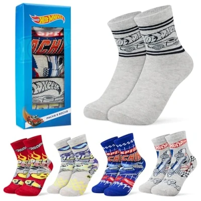 Afbeelding van Hot Wheels 5 paar grappige sokken voor jongens met motief, cadeaus kinderen, Meerkleurig
