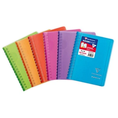 Afbeelding van Clairefontaine 321601C Koverbook spiraalvormig notitieboek, 9 x 14 cm, 100 pagina&#039;s, kleine ruitjes, wit papier, 90 g, omslag van polypropyleen, willekeurige kleur