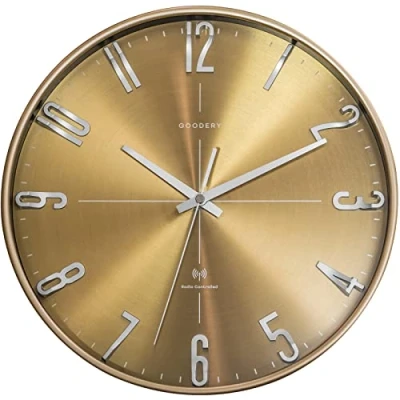Afbeelding van GOODERY Stille 3D radiogestuurde wandklok, diameter van 30 cm, grote analoge geen luid tikkgeluid, bijna geruisloos, decoratie voor elke muur