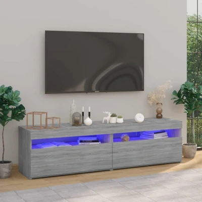 Afbeelding van Tv meubelen met LED verlichting 2 st 75x35x40 cm grijs sonoma