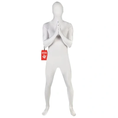 Afbeelding van Morphsuits Tweede huidkostuum, witte overall voor heren, wit kostuum, unieke kleurencombinatie, Zentai Morphsuit volwassenen, Halloween kostuum maat L