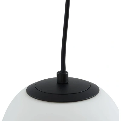 Afbeelding van Lucande hanglamp Bidolo, zwart, glas, Ø 15 cm, IP44