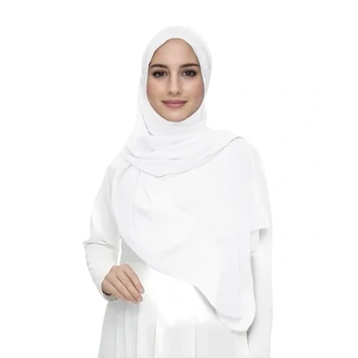 Afbeelding van Lina &amp; Lily Chiffon hijab sjaal voor dames van lichtgewicht stof, Wit.