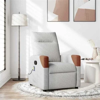 Image de vidaXL Fauteuil de massage inclinable gris nuage tissu4104816
