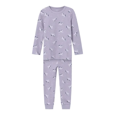 Afbeelding van NAME IT NMFNIGHTSET LAVENDER UNICORN RIB NOOS Meisjes Nacht setje Maat 98/104