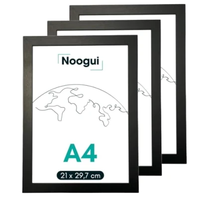 Afbeelding van fotolijst A4, 3 stuks, hout, afmetingen 21 x 30 cm, ideaal voor foto&#039;s en certificaten