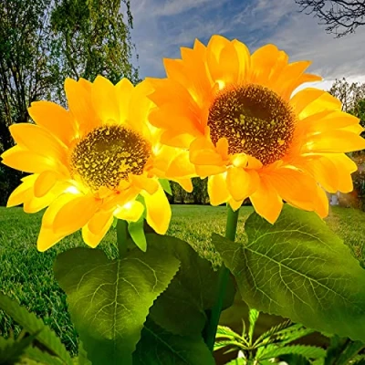 Afbeelding van Ovker Bloem zonnelampen voor buiten, 2 pakketten, led zonnelamp de tuin, zonnebloem, zonnelamp, decoratie, bloem, IP65, waterdicht, feeërieke terras