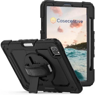 Afbeelding van Casecentive Handstrap Pro Hardcase met handvat iPad 12.9&quot; 2022 / 2021 2020 2018 zwart