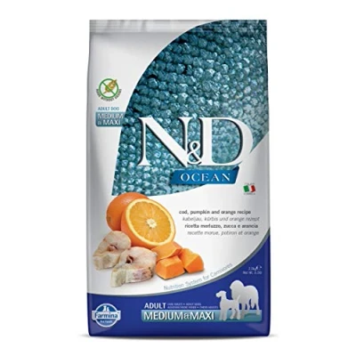 Afbeelding van Farmina N&amp;D Hond Ocean Kabeljauw, Pompoen &amp; Sinaasappel Adult Medi/Maxi 2,5 kg