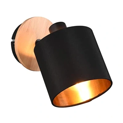 Afbeelding van REALITY TOMMY Spot Houtkleur excl. 1 x E14 Rond Zwart goud