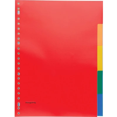Afbeelding van Pergamy tabbladen, ft A4, 23 gaatsperforatie, PP, 5 tabs in geassorteerde kleuren