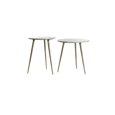 Afbeelding van Light &amp; Living Bijzettafel ZECA Ø48x53cm Grijs Set van 2