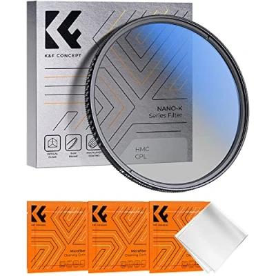 Image de K&amp;F Concept Filtre Polarisant CPL 40,5mm Slim avec Revêtement et 3 Chiffons de Nettoyage pour Objectif Appareil Photo