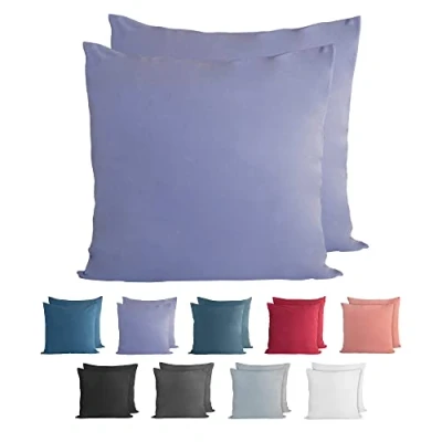 Afbeelding van Komfortec Set van 2 Premium Jersey Kussenslopen 50x50 cm Superzachte Kussenhoes 100% Katoen 150 g/m² Lila