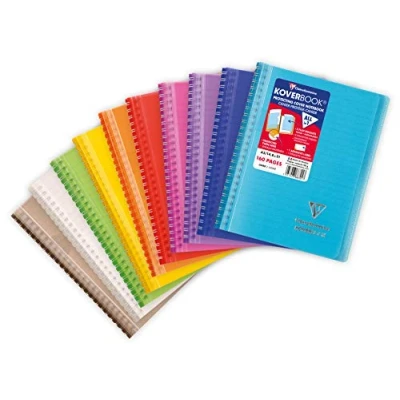 Afbeelding van Clairefontaine 366701C Koverbook spiraalvormig notitieboek, A5, 14,8 x 21 cm, 160 pagina&#039;s, gelinieerd, wit papier, 90 g, omslag van polypropyleen, willekeurige kleur