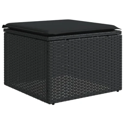 Afbeelding van Tuinkruk met kussen 55x55x37 cm poly rattan zwart