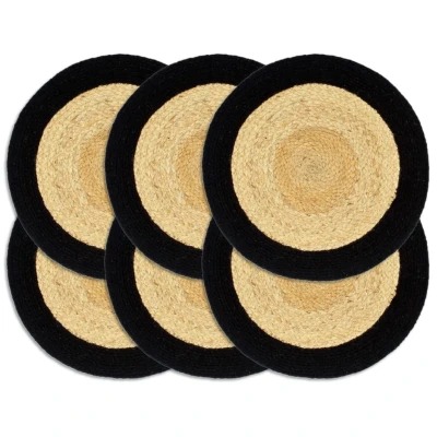 Afbeelding van Placemats 6 st 38 cm jute en katoen natuurlijk zwart