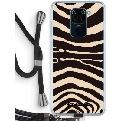 Afbeelding van Case Company® hoesje met Koord geschikt voor Xiaomi Redmi Note 9 Arizona Zebra Telefoonhoesje Zwart Bescherming aan alle Kanten en Over de Schermrand