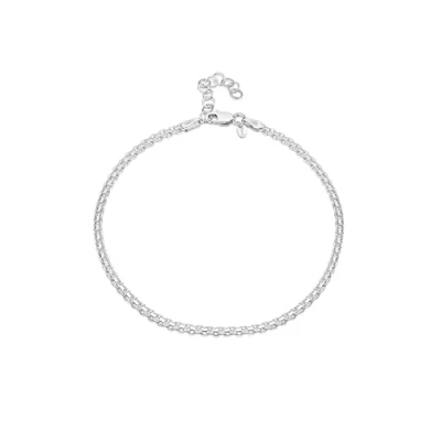 Afbeelding van Amberta Sieraden Echt 925 Sterling Zilver Enkelband Bismark Enkelbandje voor Vrouwen Lengte: 22+4 cm Verstelbare