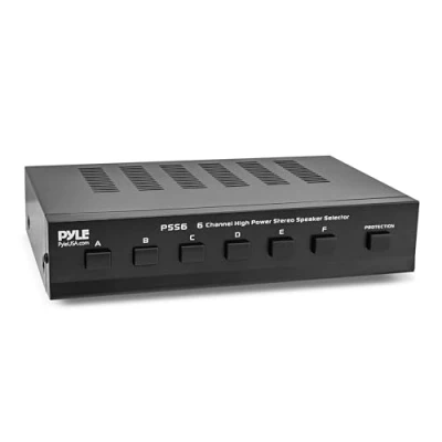 Afbeelding van Pyle Home Premium Nieuwe en Verbeterde 6 Zone Kanaal Luidspreker Schakelaar Selector Schakelkast Hub Distributie Box voor Multi Channel High Powered Stereo Versterker, Paar Luidsprekers