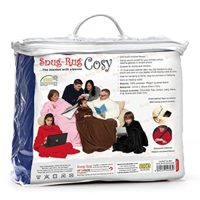 Afbeelding van Snug Rug Cosy Fleece deken Met Mouwen Blauw TV Plaid Warmte voor Volwassenen en kinderen