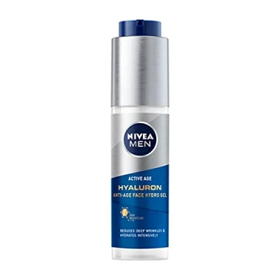 Afbeelding van NIVEA MEN Anti Age Hyaluron Hydro Gezichtsgel voor heren, 50 ml, gezichtscrème gel rijpe huid, gezichtscrème, hyaluronzuur, hydraterend, revitaliserend en verfrissend