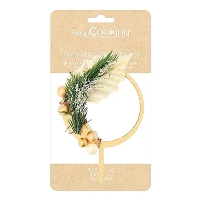 Afbeelding van ScrapCooking Wooden cake topper Christmas wreath