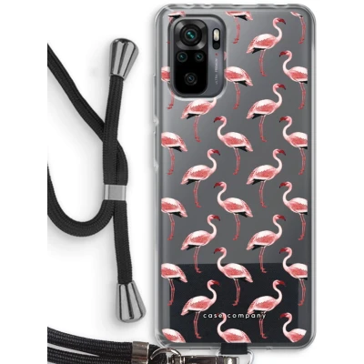 Afbeelding van Case Company® hoesje met Koord geschikt voor Xiaomi Redmi Note 10 Pro Flamingo Telefoonhoesje Zwart Bescherming aan alle Kanten en Over de Schermrand